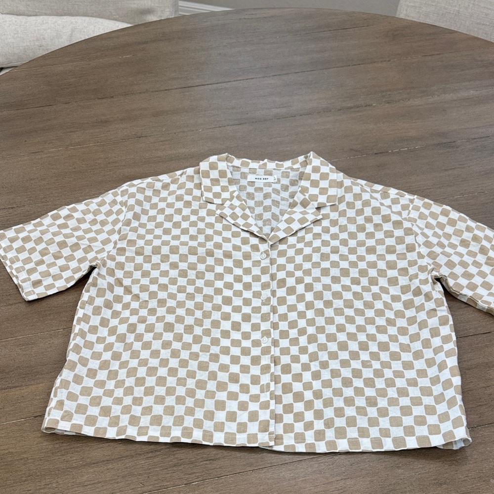 Mod Ref Tan and White Patterned Shirt